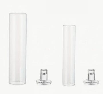 Stiklo žvakidės su skaidraus stiklo gaubtu
